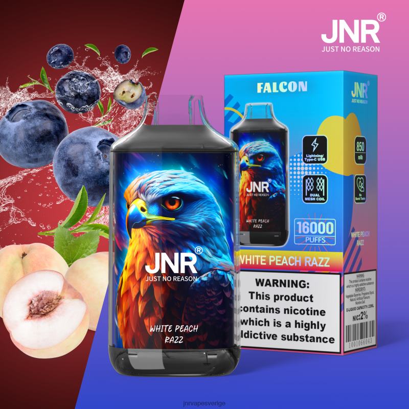 JNR Vape Stockholm - jnr falk V04J6232 vit persika razz utan frukt