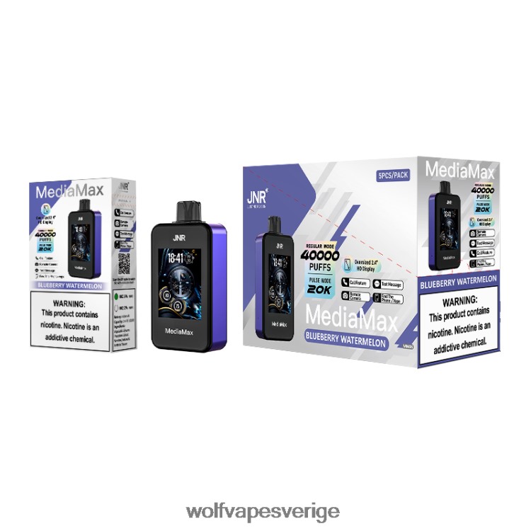 JNR Vape Stockholm - JNR MediaMax 40k puff blåbär vattenmelon B00XTH12