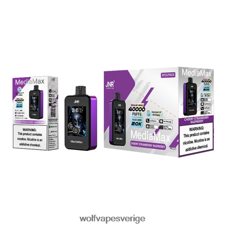 JNR Vape Sverige - JNR MediaMax 40k puff körsbärsjordgubbshallon B00XTH14