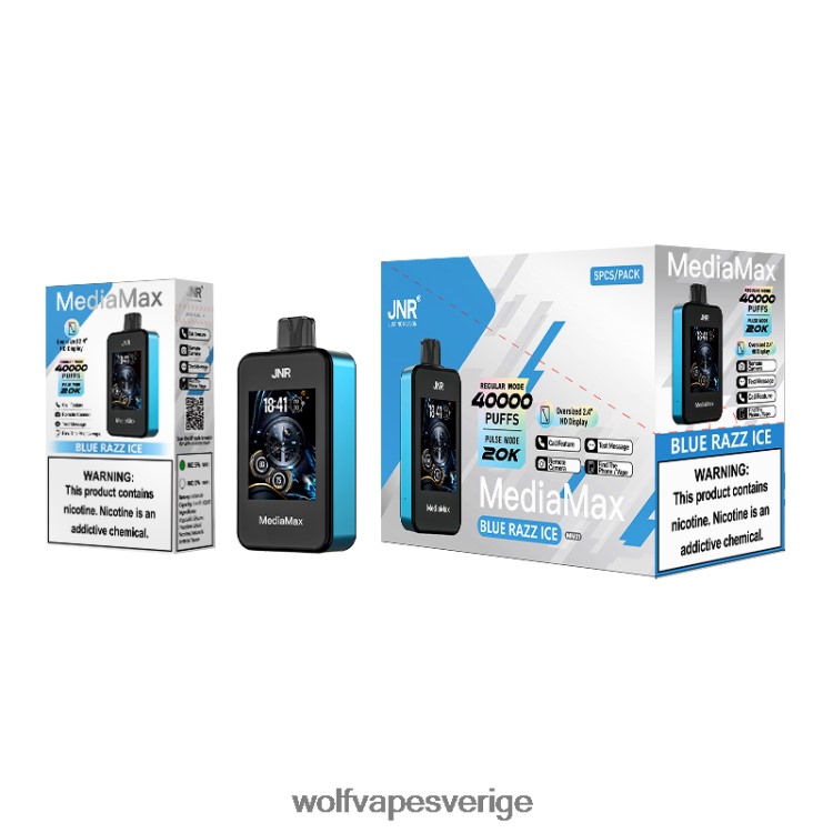 JNR Vapes Website - JNR MediaMax 40k puff blå razz is B00XTH21